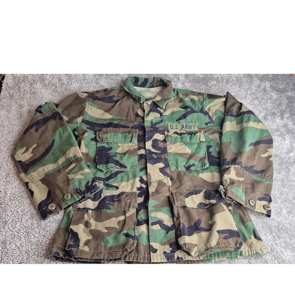 US Army Woodland Camo Field Jacket Small Ripstop 108th‎ Training Command Patch